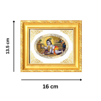 Laddu Gopal Divine Baby Krishna Sacred Love & Devotion Royal Tabletop Frame in 24K Gold Plated Foil