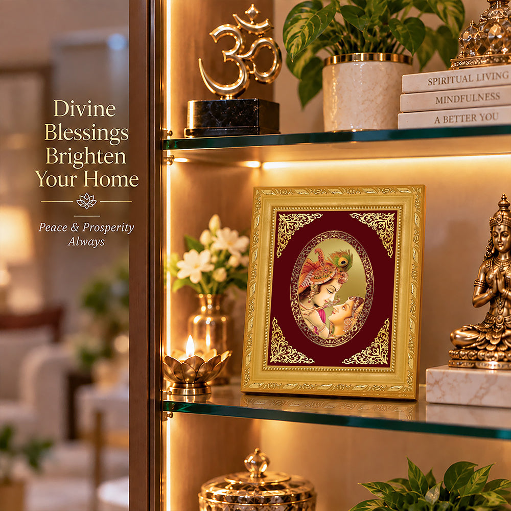 24K Gold-Plated Radha Krishna Frame | Premium Gift Box | 16x13.5 CM