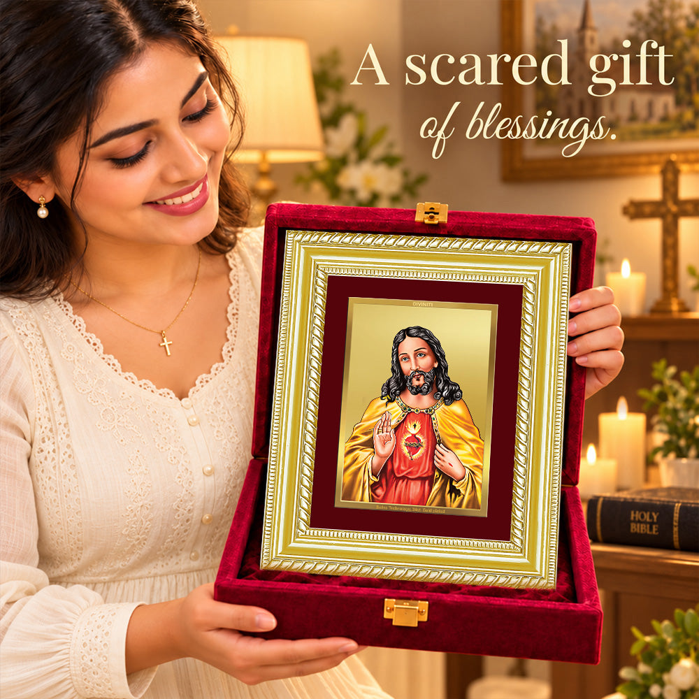 24K Gold-Plated Jesus Christ Frame | Premium Gift Box | 17.5x21.5 CM