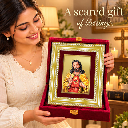 24K Gold-Plated Jesus Christ Frame | Premium Gift Box | 17.5x21.5 CM