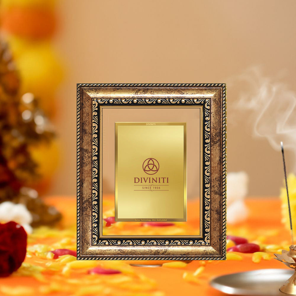Diviniti Double Glass Frame Personalised Tabletop Photo Frame in 24K Gold Plated Foil