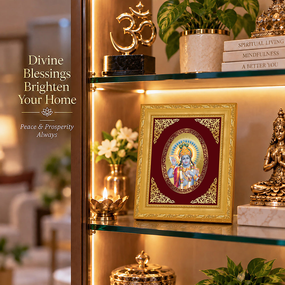 24K Gold-Plated Lord Vishnu Frame | Premium Gift Box | 16x13.5 CM