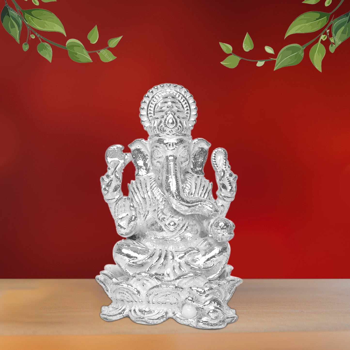 925 Pure Silver Ganesha Idol Statue Exquisite Craftsmanship for Blessings and Abundance for Home Office Décor, Tabletop, Puja Room Gift (7.5x12.7 CM, 127g)