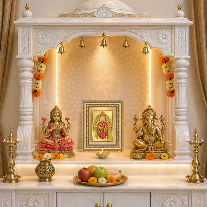 Diviniti 24K Gold Plated Padmavati (Classic) Divine Wall and Table Top Frame for Home Mandir & Office Decor | Luxury Spiritual Gift