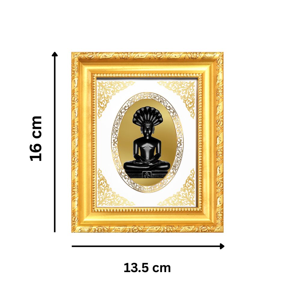 Lord Parshvanath Divine Jain Tirthankara Sacred Protection & Liberation Royal Tabletop Frame in 24K Gold Plated Foil