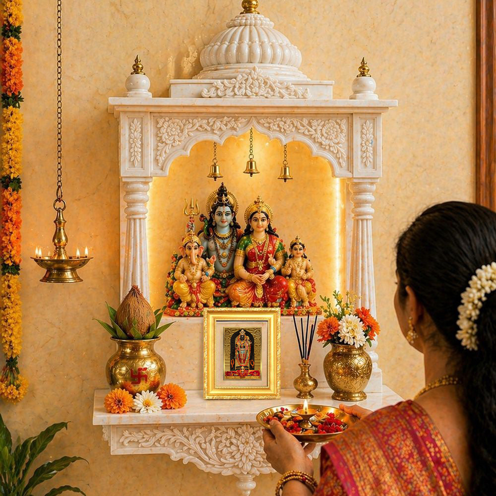 Diviniti 24K Gold Plated Ram Lalla |Divine Table Top Frame for Home Mandir & Office Decor | Luxury Spiritual Gift