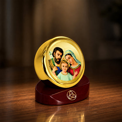 24K Gold-Plated Holy Family Car Dashboard Frame | 5x5 CM