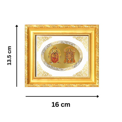 Lord Balaji & Goddess Padmavati Divine Tirupati Sacred Blessings Royal Tabletop Frame in 24K Gold Plated Foil
