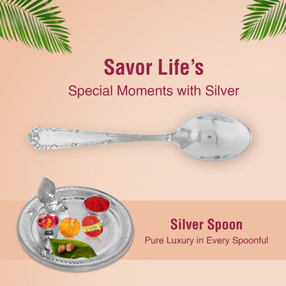 DIVINITI 925 Pure Silver Spoon for Pooja and Gifting Mandir Puja Purpose (38g)