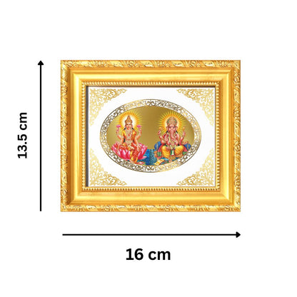 Goddess Lakshmi & Lord Ganesha Divine Prosperity & Auspicious Beginnings Royal Tabletop Frame in 24K Gold Plated Foil