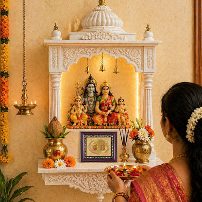 Diviniti 24K Gold Plated Padmavati And Balaji |Divine Table Top Royal Photo Frame for Home Mandir & Office Decor | Luxury Spiritual Gift