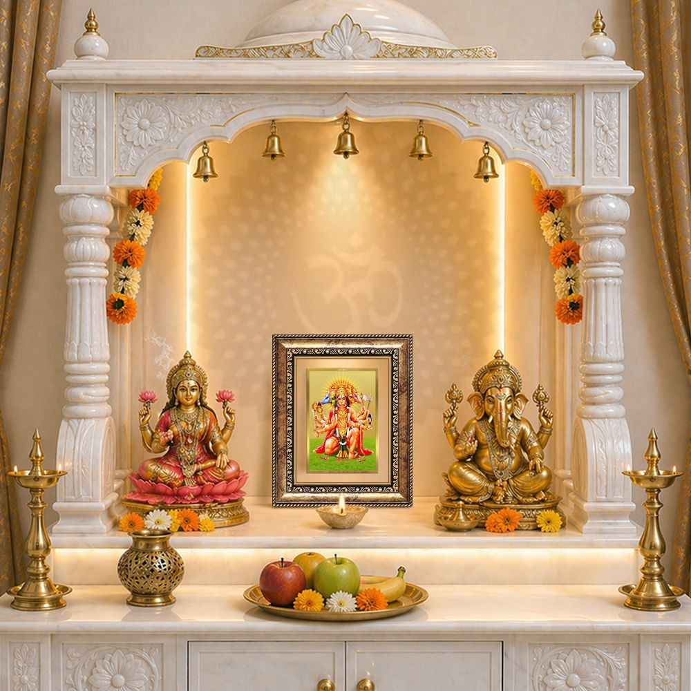 Diviniti 24K Gold Plated Panchmukhi Hanuman (Classic) Divine Wall and Table Top Frame for Home Mandir & Office Decor | Luxury Spiritual Gift