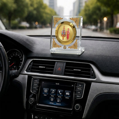 Diviniti 24K Gold Plated Swaminarayan Acrylic Car Dashboard Frame | Peace, Devotion & Divine Blessings for Car, Home, Tabletop & Puja Room | Faith & Spiritual Harmony (ACF1CH)