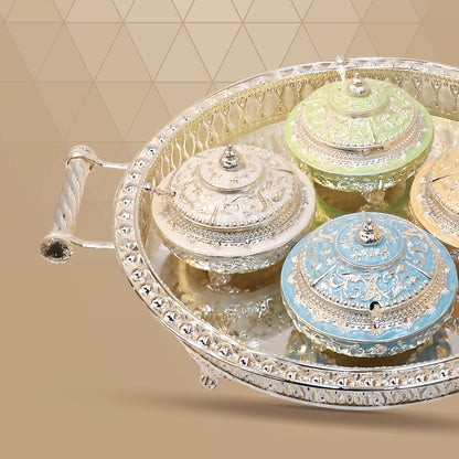 DIVINITI Vintage Silver Plated Sugar Bowl with Classic Design Traditional Tea, Parties and Dining Collection for Luxury Home Décor & Tabletop (51x7 CM)