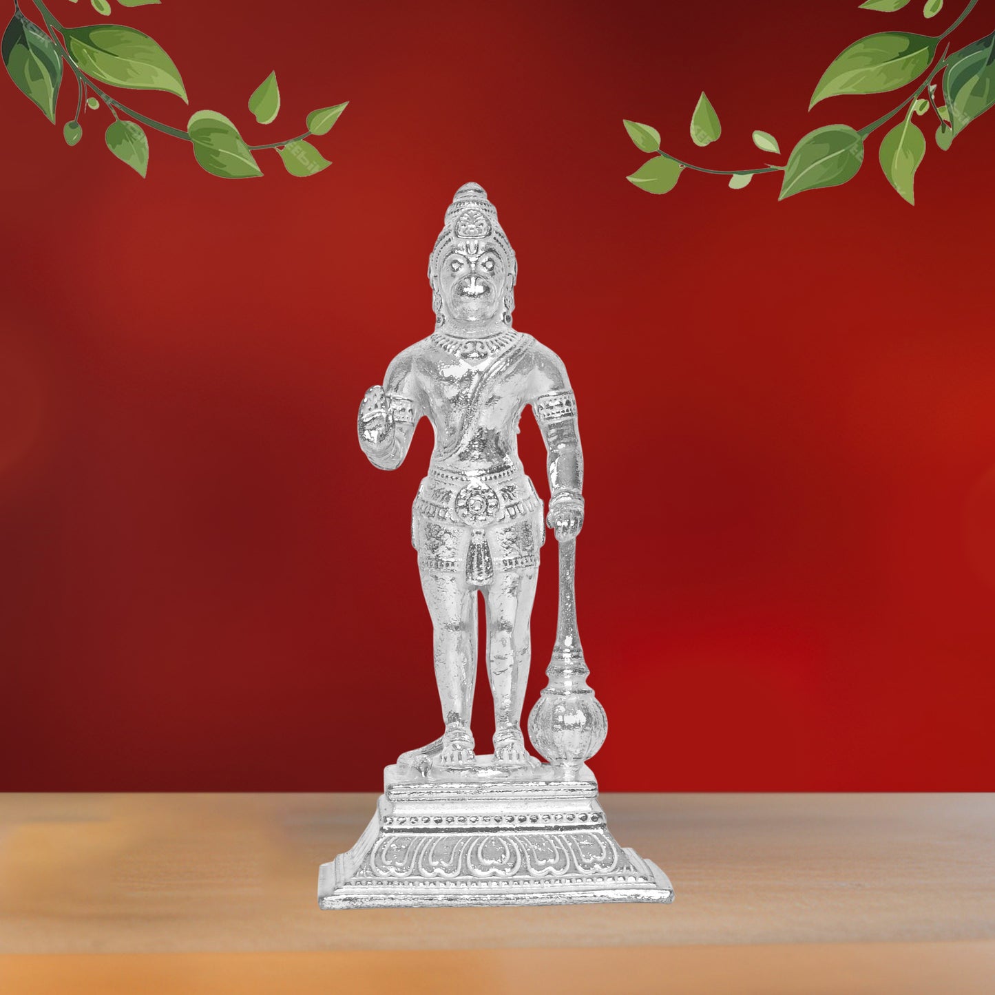 DIVINITI 925 Pure Silver Hanuman Ji Idol Statue Embody Strength and Devotion in Your Space for Home Office Décor, Tabletop, Puja Room Gift (6.5x6.1 CM, 61g)