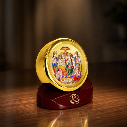 24K Gold-Plated Ram Darbar Car Dashboard Frame | 5x5 CM