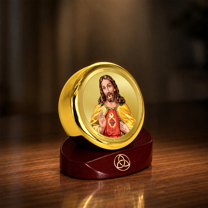 24K Gold-Plated Jesus Christ Car Dashboard Frame | 5x5 CM