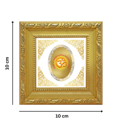 Om with Gayatri Mantra | Sacred Spiritual Symbol Royal Tabletop Photo Frame in 24K Gold Plated Foil