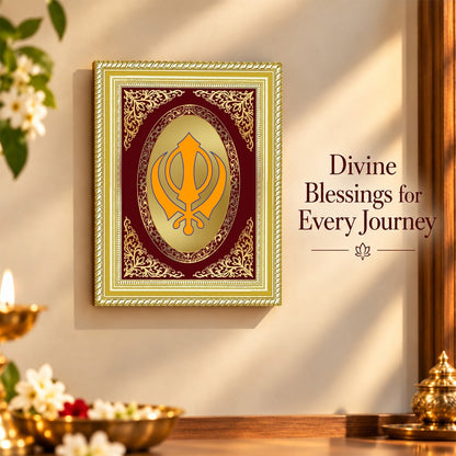 24K Gold-Plated Khanda Sahib BG Frame | Premium Gift Box | 26x20 CM