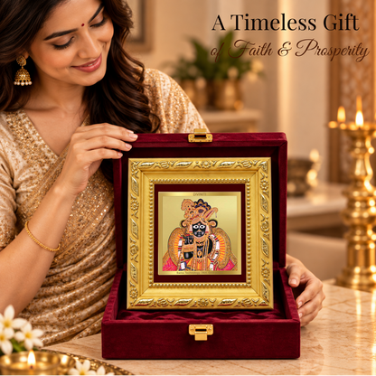 24K Gold-Plated Banke Bihari Frame | Premium Gift Box | 10x10 CM