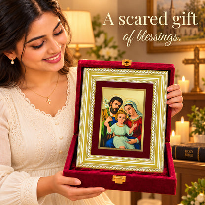 24K Gold-Plated Holy Family Frame | Premium Gift Box | 17.5x21.5 CM