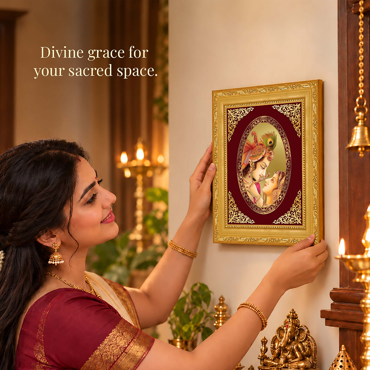 24K Gold-Plated Radha Krishna Frame | Premium Gift Box | 21.5x17.5 CM