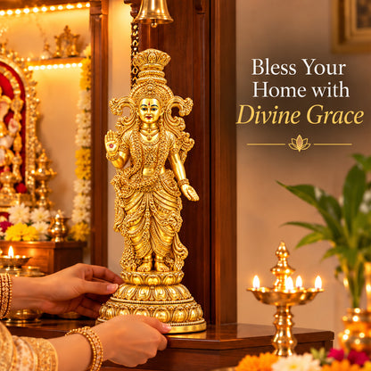 24K Gold-Plated Radha Rani Idol | Premium Gift Box | 36x9 CM