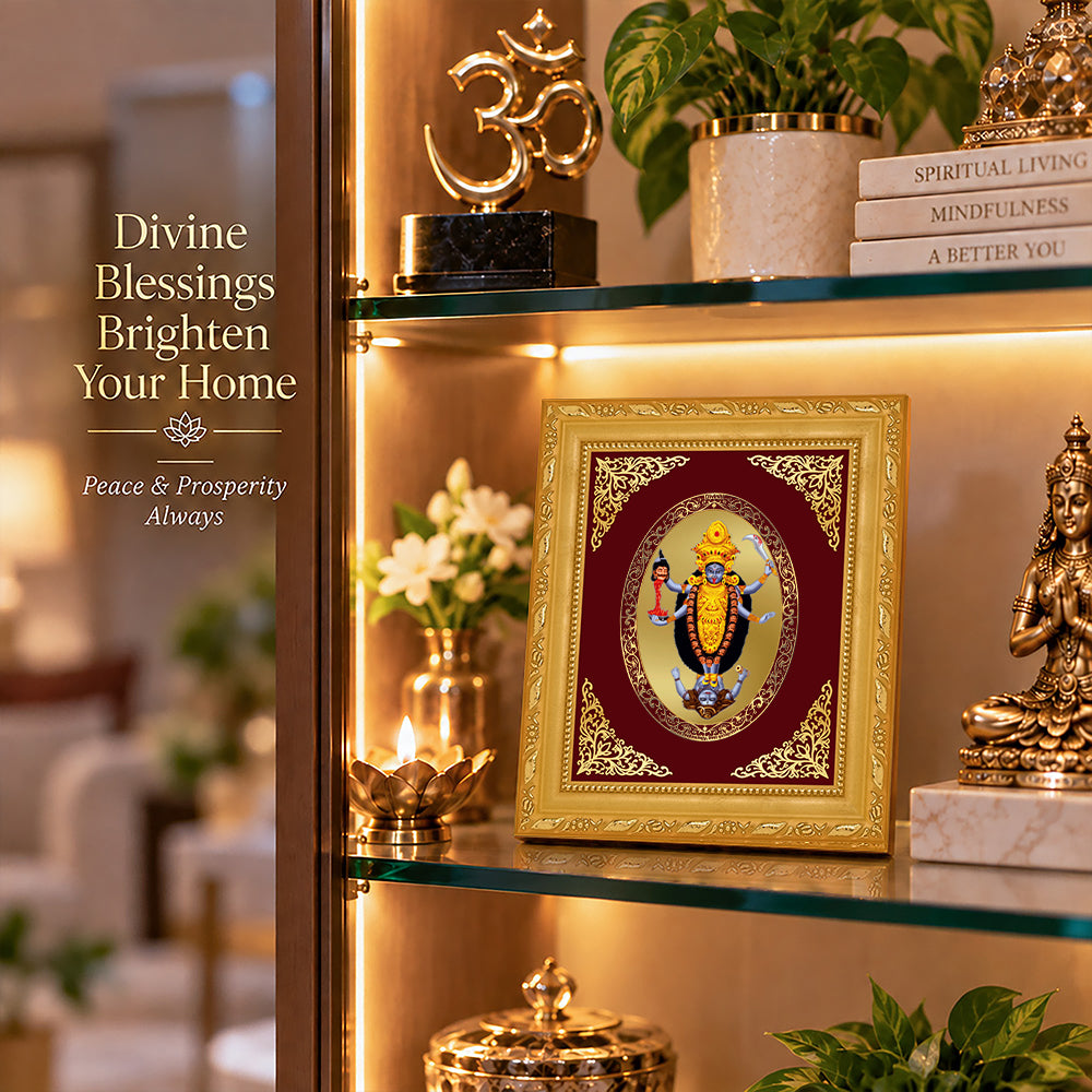 24K Gold-Plated Maa Kali Frame | Premium Gift Box | 16x13.5 CM