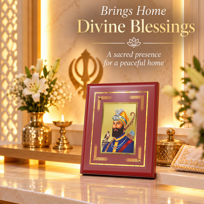 24K Gold-Plated Guru Gobind Singh Ji MDF Frame | Premium Gift Box | 16 X 13.5 CM