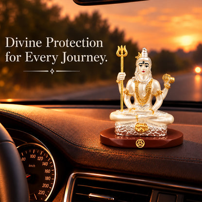 DIVINITI 999 Silver-Plated Lord Shiva Idol | Car & Home Décor | Gift Box | 8x7 CM
