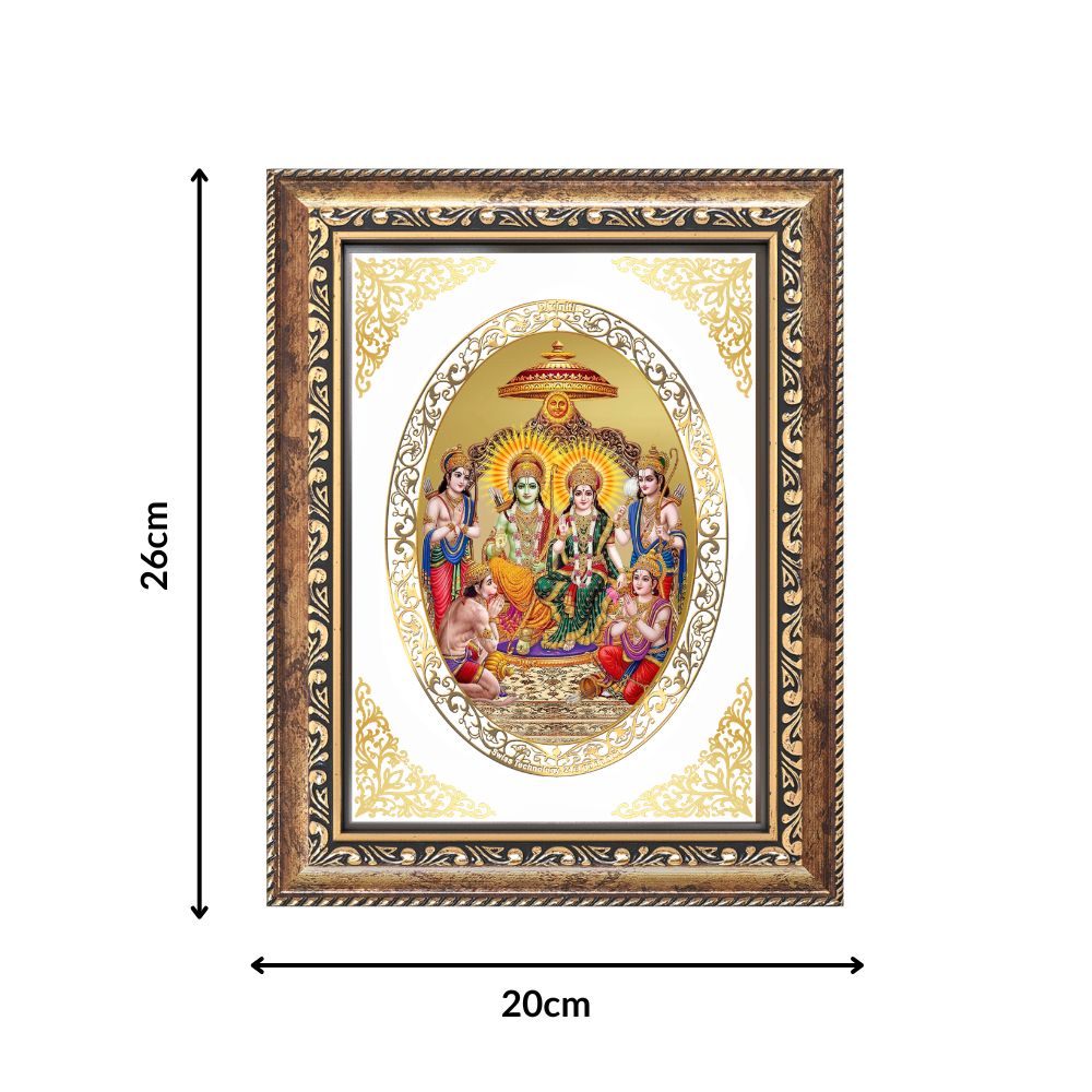 Ram Darbar Divine Shri Ram Family Sacred Dharma & Harmony Royal Tabletop Frame in 24K Gold Plated Foil