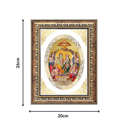 Ram Darbar Divine Shri Ram Family Sacred Dharma & Harmony Royal Tabletop Frame in 24K Gold Plated Foil