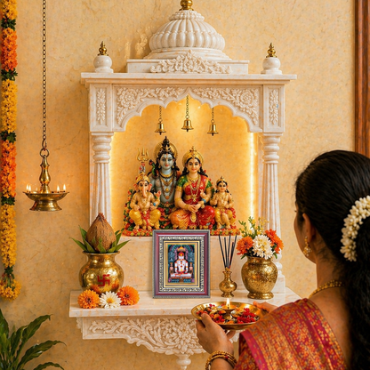 Diviniti 24K Gold Plated Adinath Divine Table Top Frame for Home Mandir & Office Decor | Premium Jain Spiritual Gift