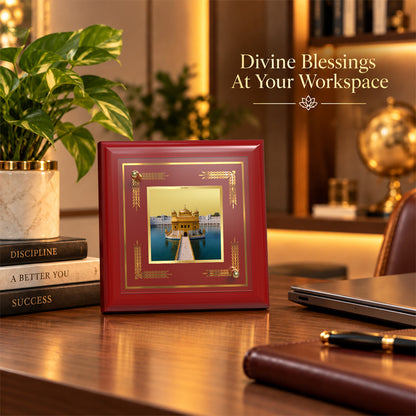 24K Gold-Plated Golden Temple MDF Frame | Premium Gift Box | 10x10 CM
