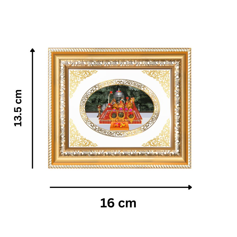 Mata Ka Darbar Divine Vaishno Devi Sacred Shakti & Blessings Royal Tabletop Frame in 24K Gold Plated Foil