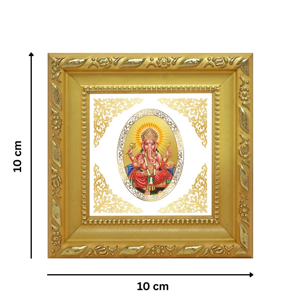 Lord Ganesha | Divine Hindu God of Wisdom & Prosperity Royal Tabletop Photo Frame in 24K Gold Plated Foil