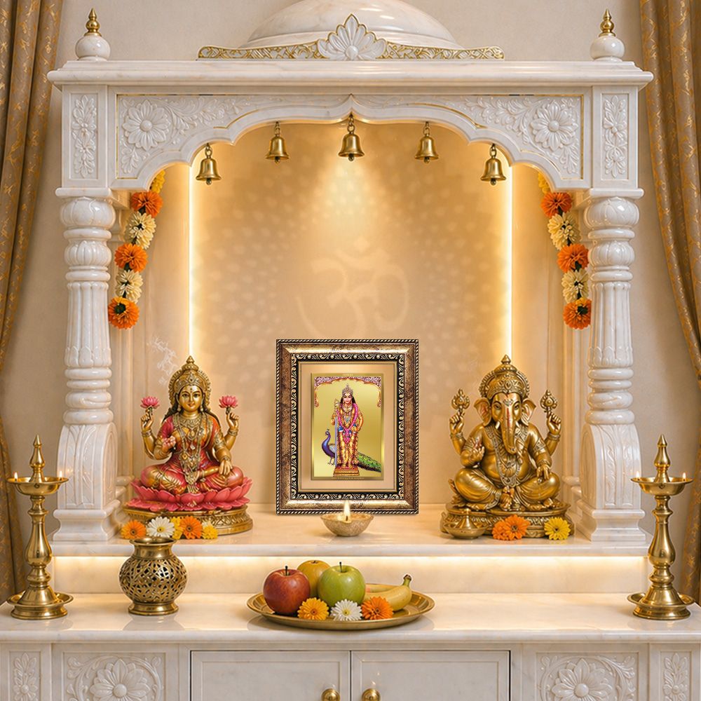 Diviniti 24K Gold Plated Murugan (Classic) Divine Wall and Table Top Frame for Home Mandir & Office Decor | Luxury Spiritual Gift