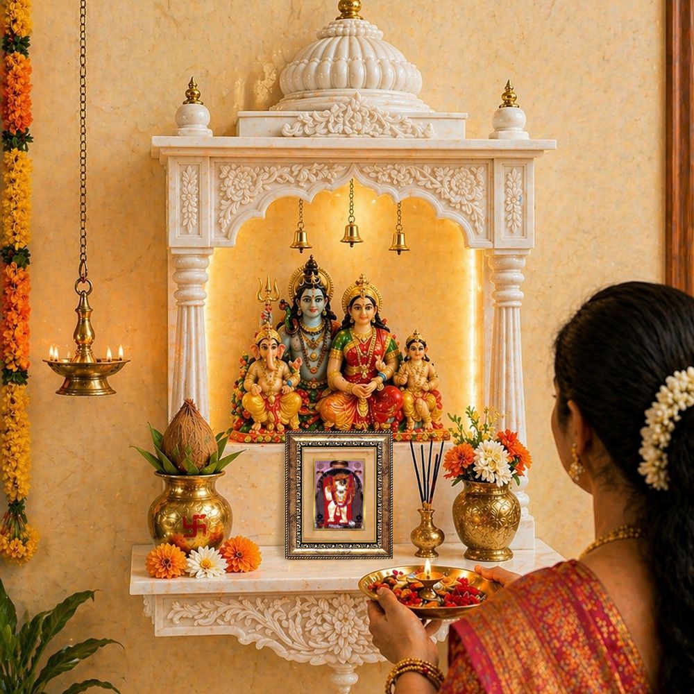 Diviniti 24K Gold Plated Mehndipur Balaji Divine Table Top Frame for Home Mandir & Office Decor | Luxury Spiritual Gift