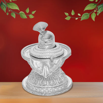Diviniti 925 Pure Silver Shiv Ling Idol Statue Authentic Spiritual Worship and Meditation for Home Office Décor, Tabletop, Puja Room Gift (5x9 CM, 90g)