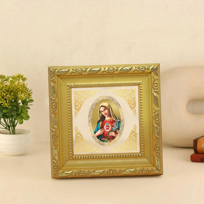 Mother Mary | Divine Holy Mother Royal Tabletop Photo Frame in 24K Gold Plated Foil