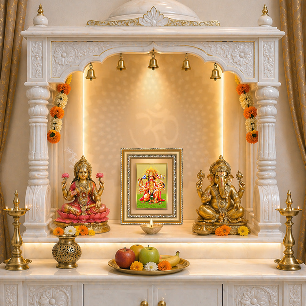 Diviniti 24K Gold Plated Panchmukhi Hanuman (Classic) Divine Wall and Table Top Frame for Home Mandir & Office Decor | Luxury Spiritual Gift
