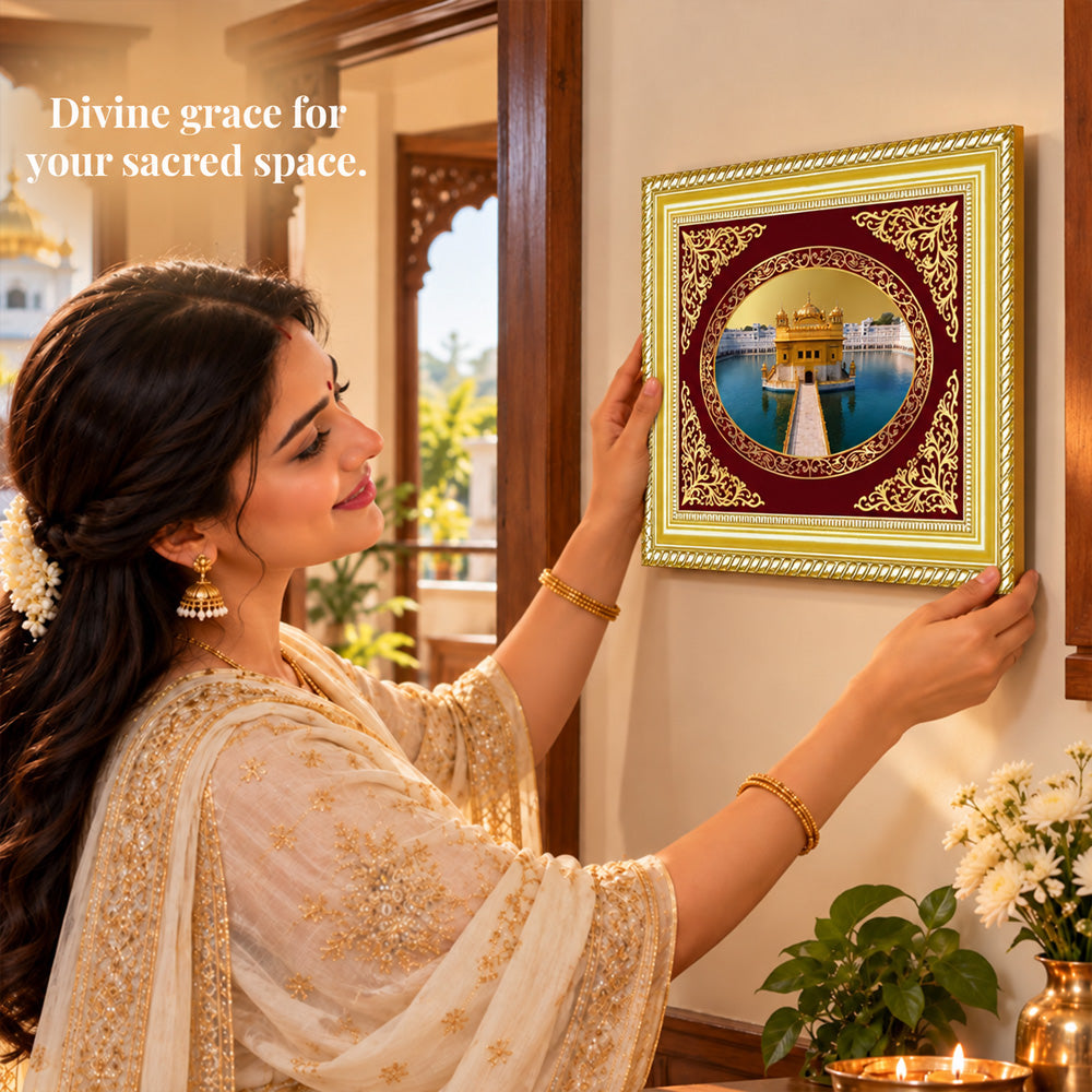 24K Gold-Plated Golden Temple BG Frame | Premium Gift Box | 26x20 CM