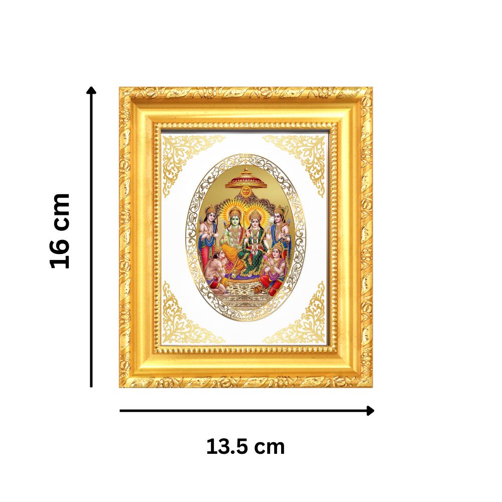 Ram Darbar Divine Shri Ram Family Sacred Dharma & Harmony Royal Tabletop Frame in 24K Gold Plated Foil