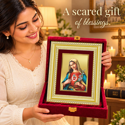 24K Gold-Plated Mother Mary Frame | Premium Gift Box | 17.5x21.5 CM