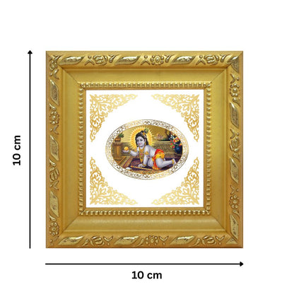 Laddu Gopal | Divine Bal Krishna Royal Tabletop Photo Frame in 24K Gold Plated Foil