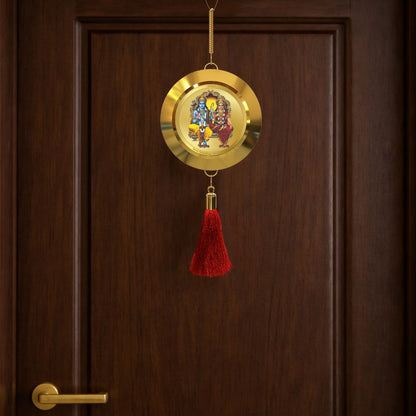 Diviniti 24K Gold Plated Double-Sided Ram Sita & Hanuman Ji Car Dangler (5.5 cm) | Divine Hanging Car Decor for Protection, Positive Energy & Spiritual Blessings