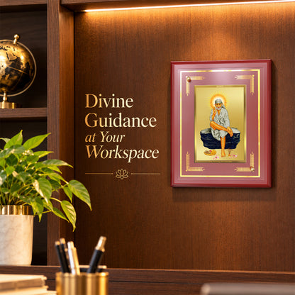 24K Gold-Plated Sai Baba MDF Frame | Premium Gift Box | 26x20 CM