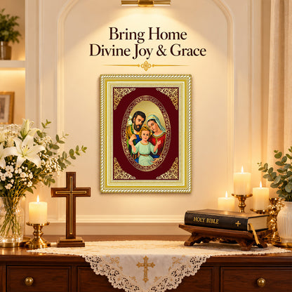 24K Gold-Plated Holy Family Frame | Premium Gift Box | 27x35 CM