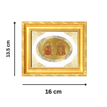 Lord Balaji & Goddess Padmavati Divine Tirupati Sacred Blessings Royal Tabletop Frame in 24K Gold Plated Foil