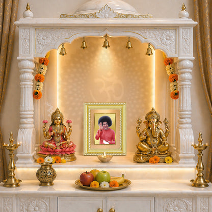 Diviniti 24K Gold Plated Satya Sai Baba (Classic) Divine Wall and Table Top Frame for Home Mandir & Office Decor | Luxury Spiritual Gift